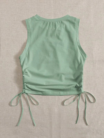 Drawstring Ruched Side Crop Tank Top