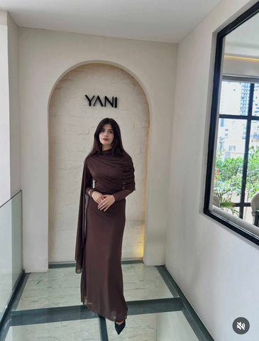 Elegant draped long maxi dress
