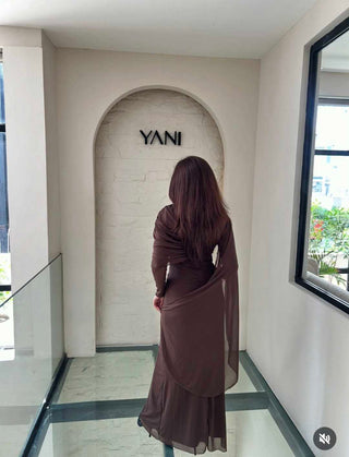 Elegant draped long maxi dress