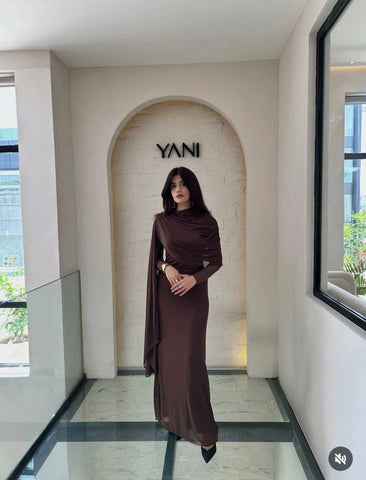 Elegant draped long maxi dress