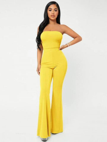 SXY Crop Tube Top & Flare Leg Pants Set