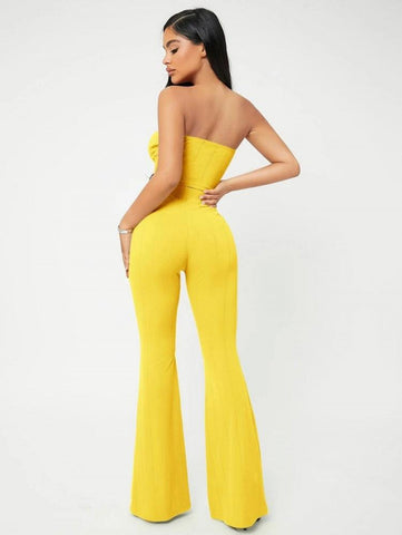 SXY Crop Tube Top & Flare Leg Pants Set
