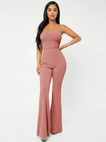 SXY Crop Tube Top & Flare Leg Pants Set