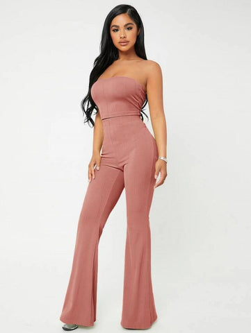 SXY Crop Tube Top & Flare Leg Pants Set