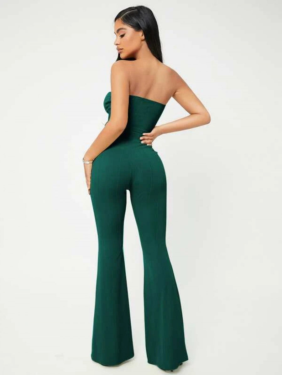 SXY Crop Tube Top & Flare Leg Pants Set