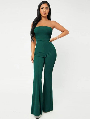 SXY Crop Tube Top & Flare Leg Pants Set