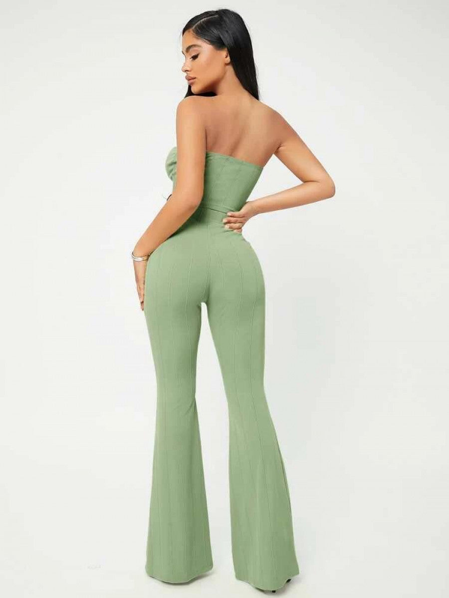 SXY Crop Tube Top & Flare Leg Pants Set