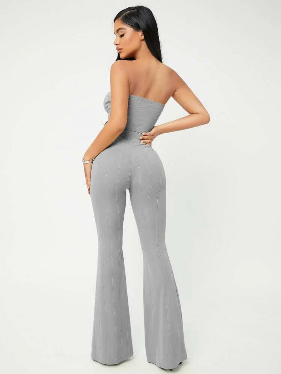 SXY Crop Tube Top & Flare Leg Pants Set
