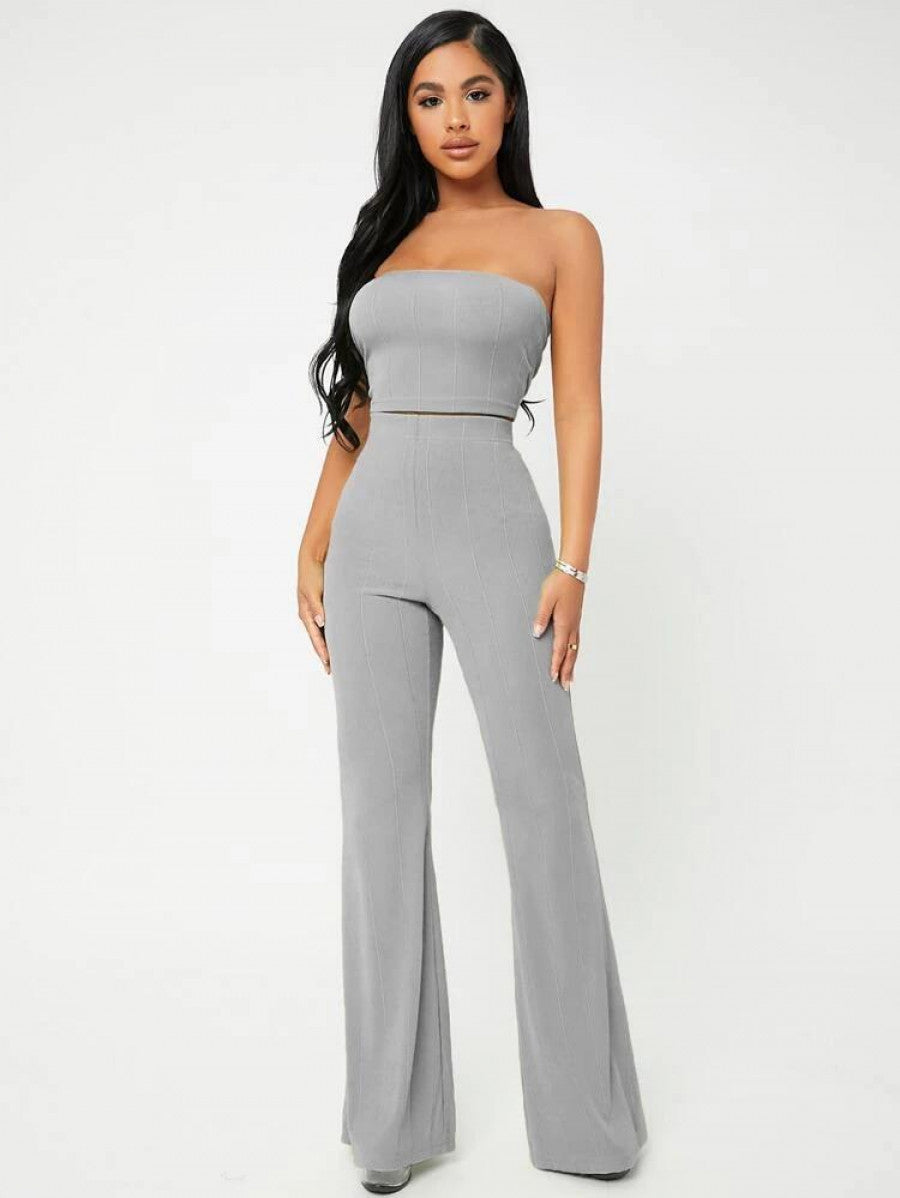 SXY Crop Tube Top & Flare Leg Pants Set