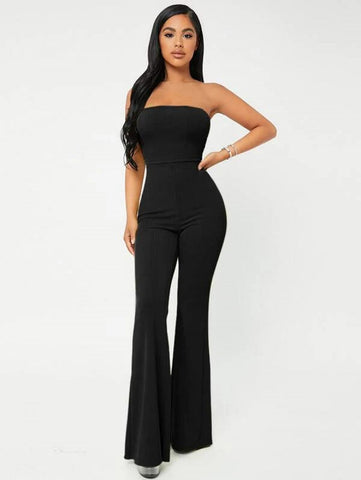 SXY Crop Tube Top & Flare Leg Pants Set