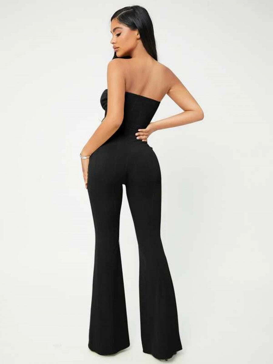 SXY Crop Tube Top & Flare Leg Pants Set