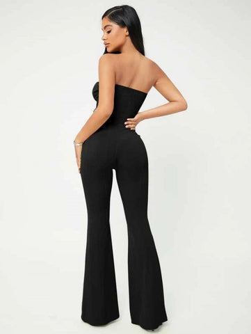 SXY Crop Tube Top & Flare Leg Pants Set