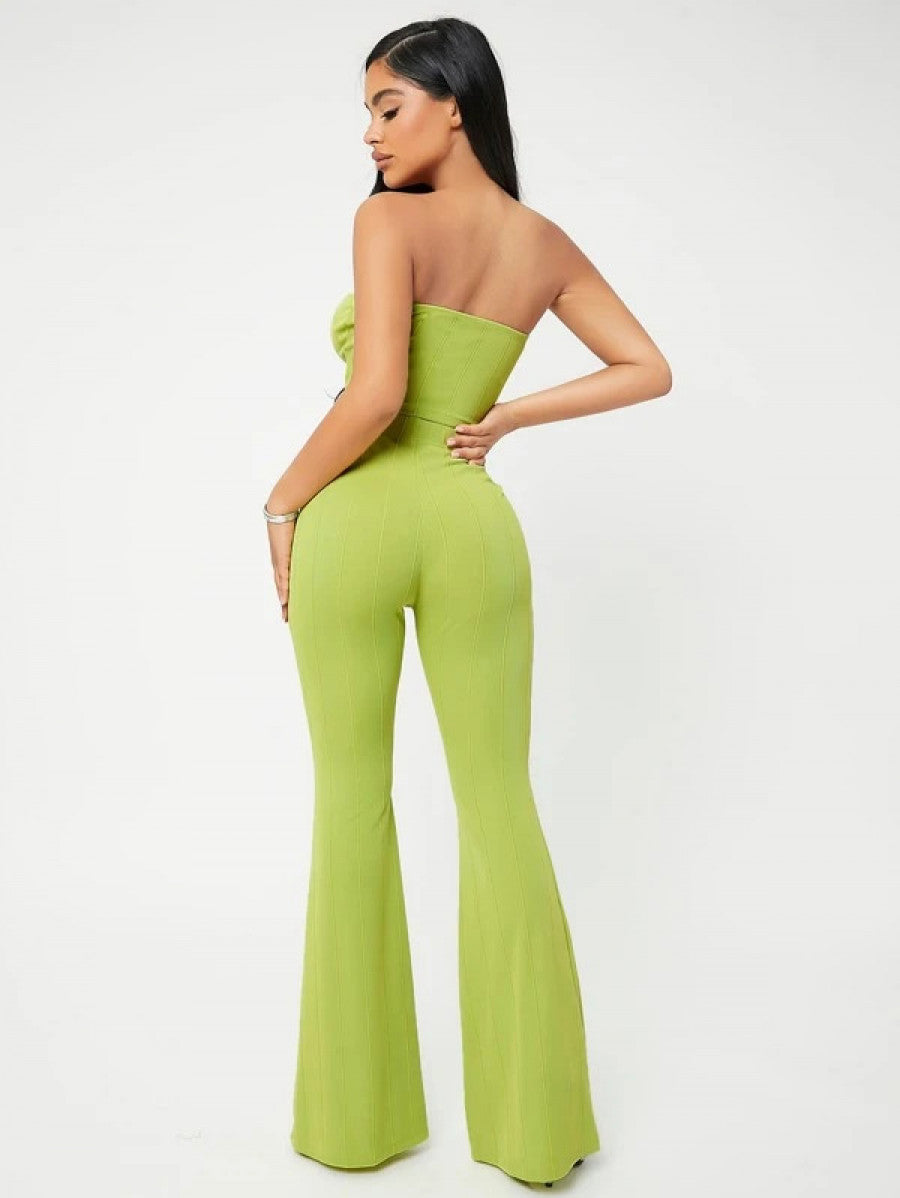 SXY Crop Tube Top & Flare Leg Pants Set