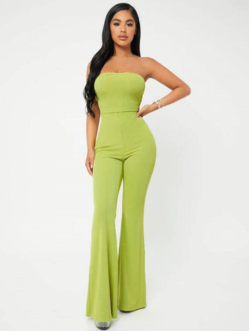SXY Crop Tube Top & Flare Leg Pants Set