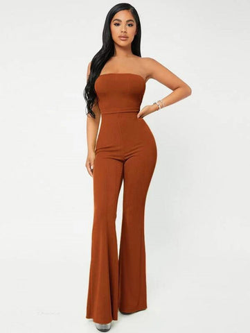 SXY Crop Tube Top & Flare Leg Pants Set