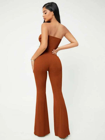 SXY Crop Tube Top & Flare Leg Pants Set