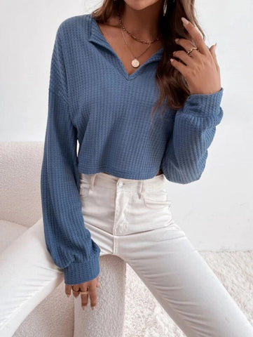 Drop Shoulder Waffle Knit Tee