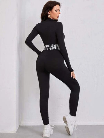 Letter Graphic Crop Jacket & Leggings