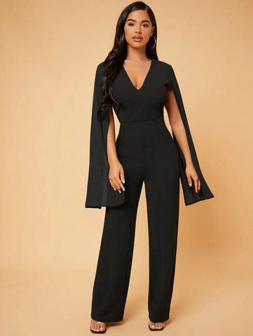 SXY Deep V Neck Split Sleeve Jumpsuit