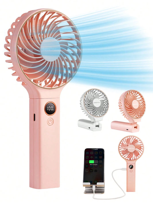 Handheld Fan Portable Fan, 6-Speed Fan, LED Display Screen