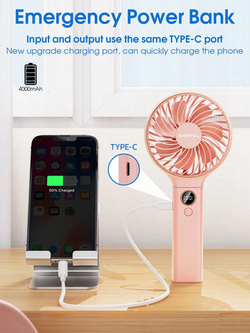 Handheld Fan Portable Fan, 6-Speed Fan, LED Display Screen