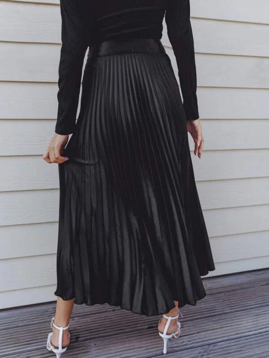 Solid Pleated Skirt