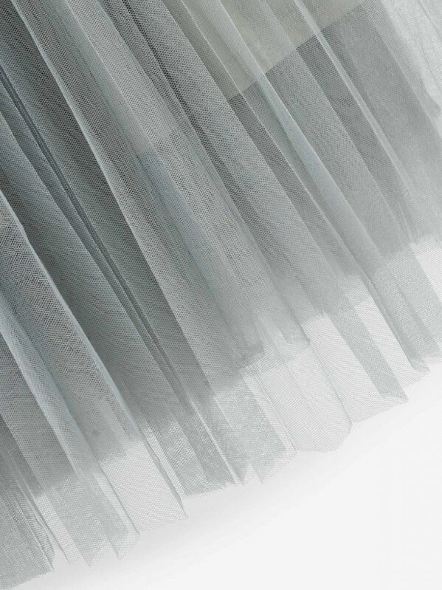 Scallop Edge Waist Mesh Overlay Skirt