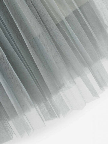 Scallop Edge Waist Mesh Overlay Skirt