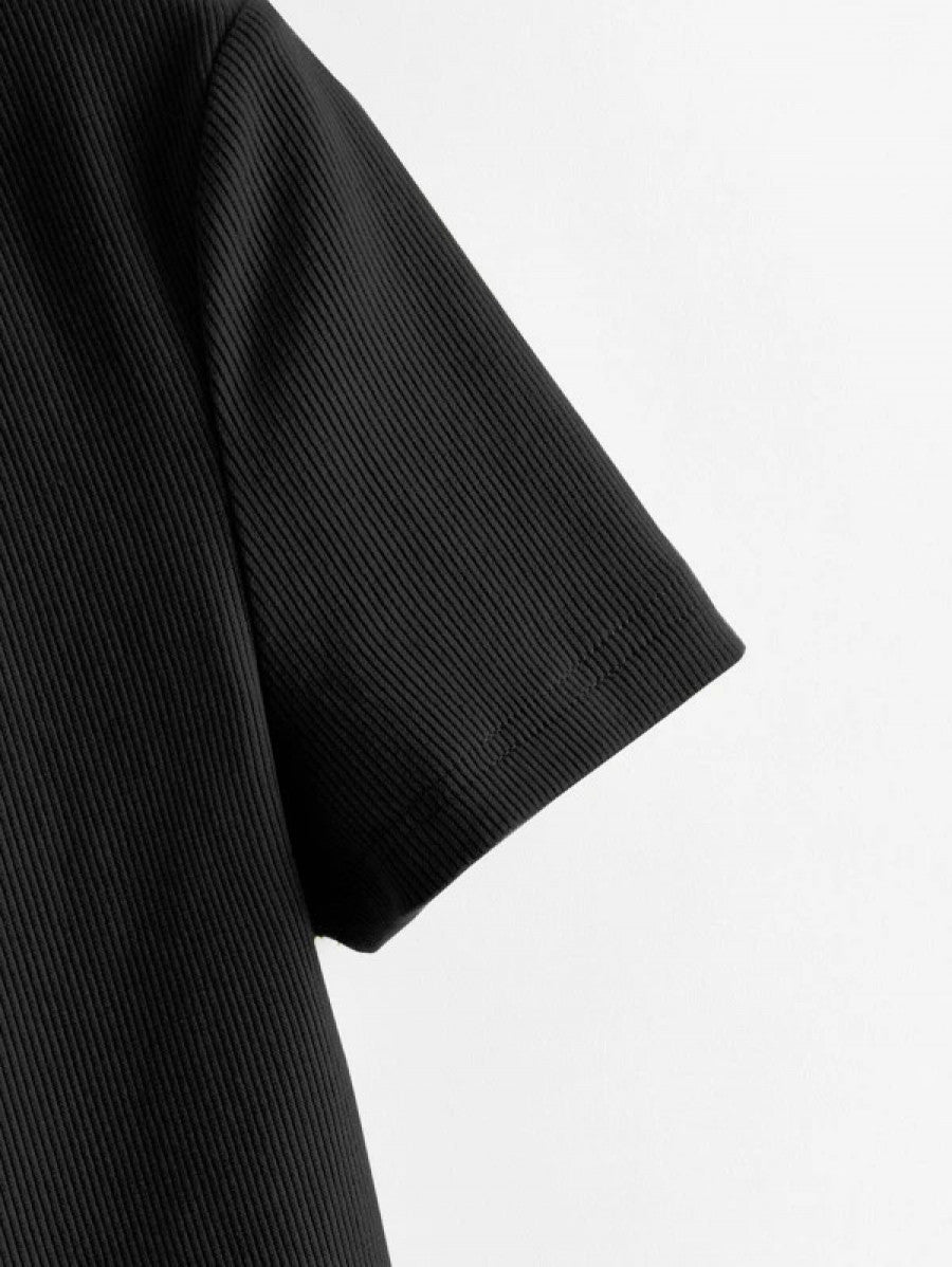 Solid Rib-knit Crop Top