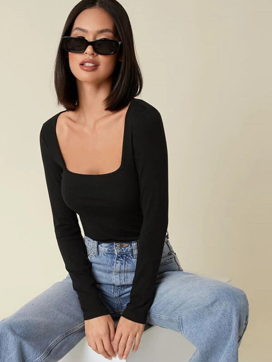 BASICS Square Neck Form Fitted Tee