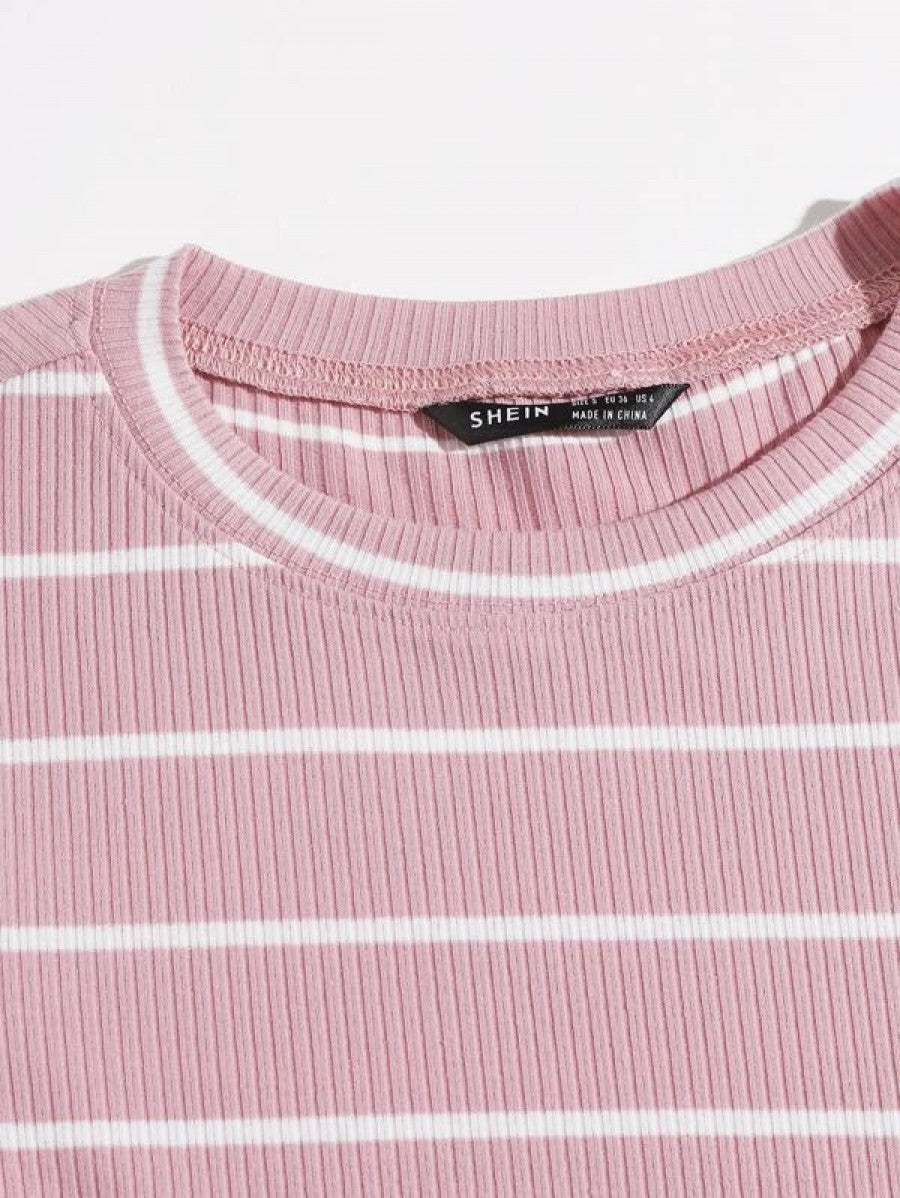Striped Rib-knit Tee