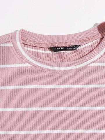 Striped Rib-knit Tee