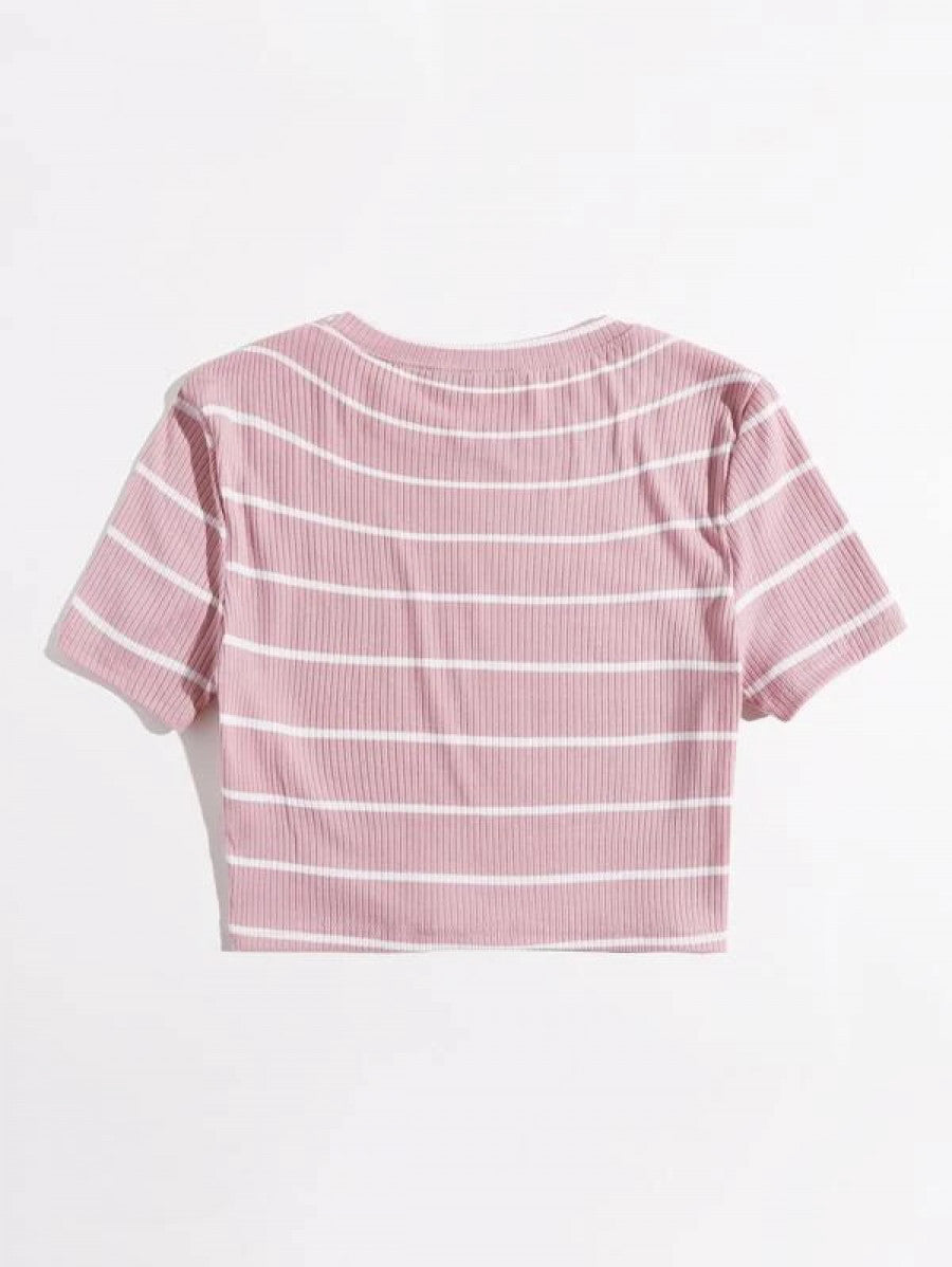 Striped Rib-knit Tee