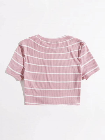 Striped Rib-knit Tee