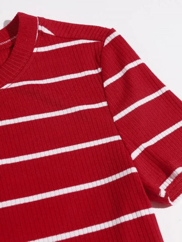 Striped Rib-knit Tee