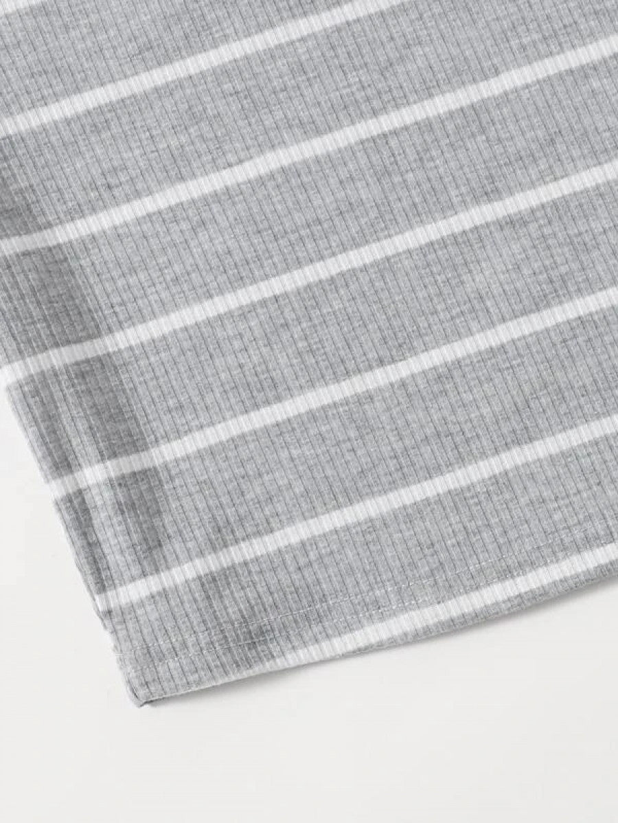 Striped Rib-knit Tee