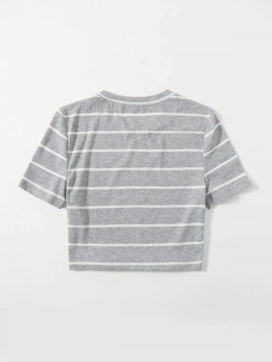 Striped Rib-knit Tee