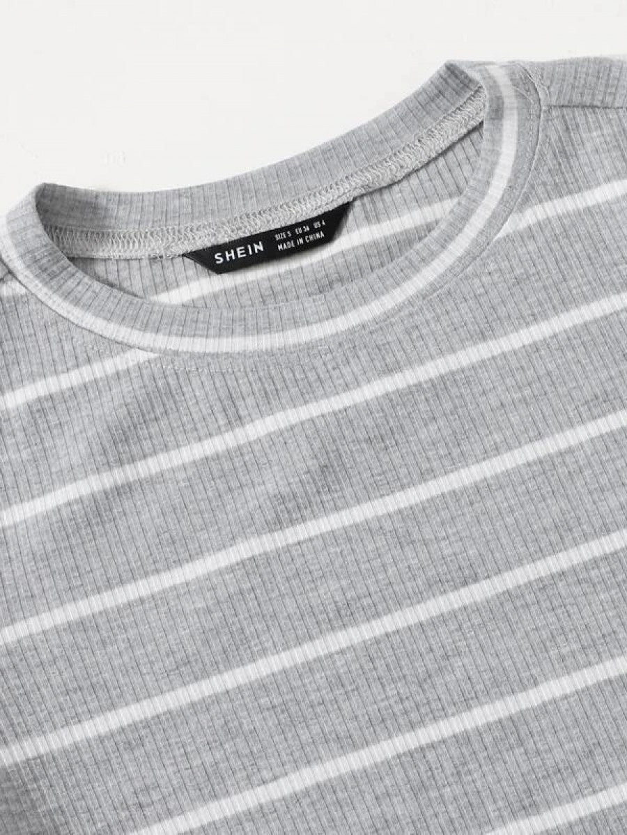 Striped Rib-knit Tee