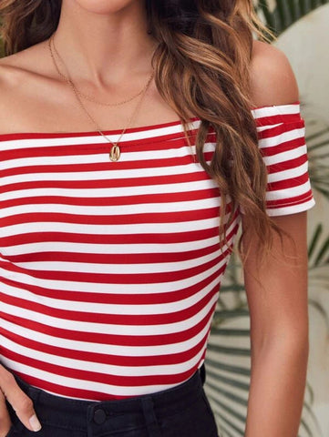 Off Shoulder Striped Top