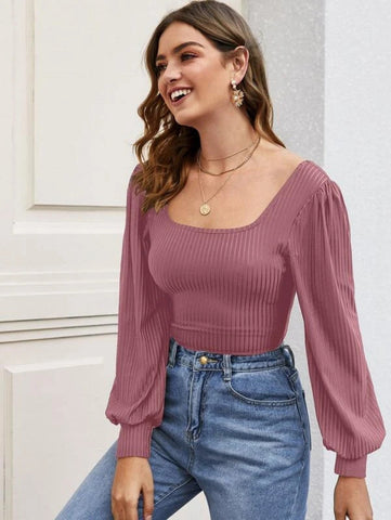 Scoop Neck Bishop Sleeve Tee