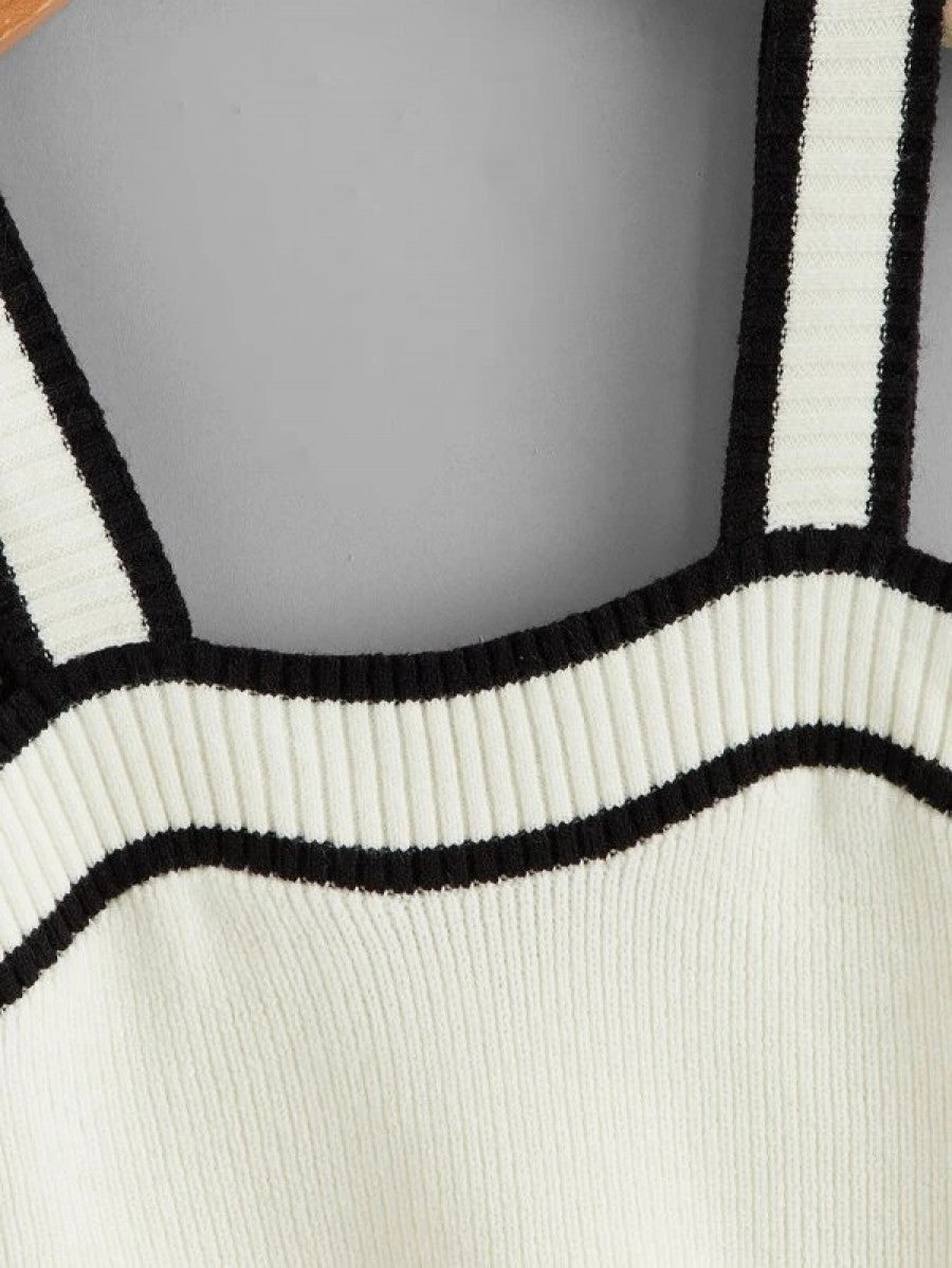 Striped Crop Knit Top