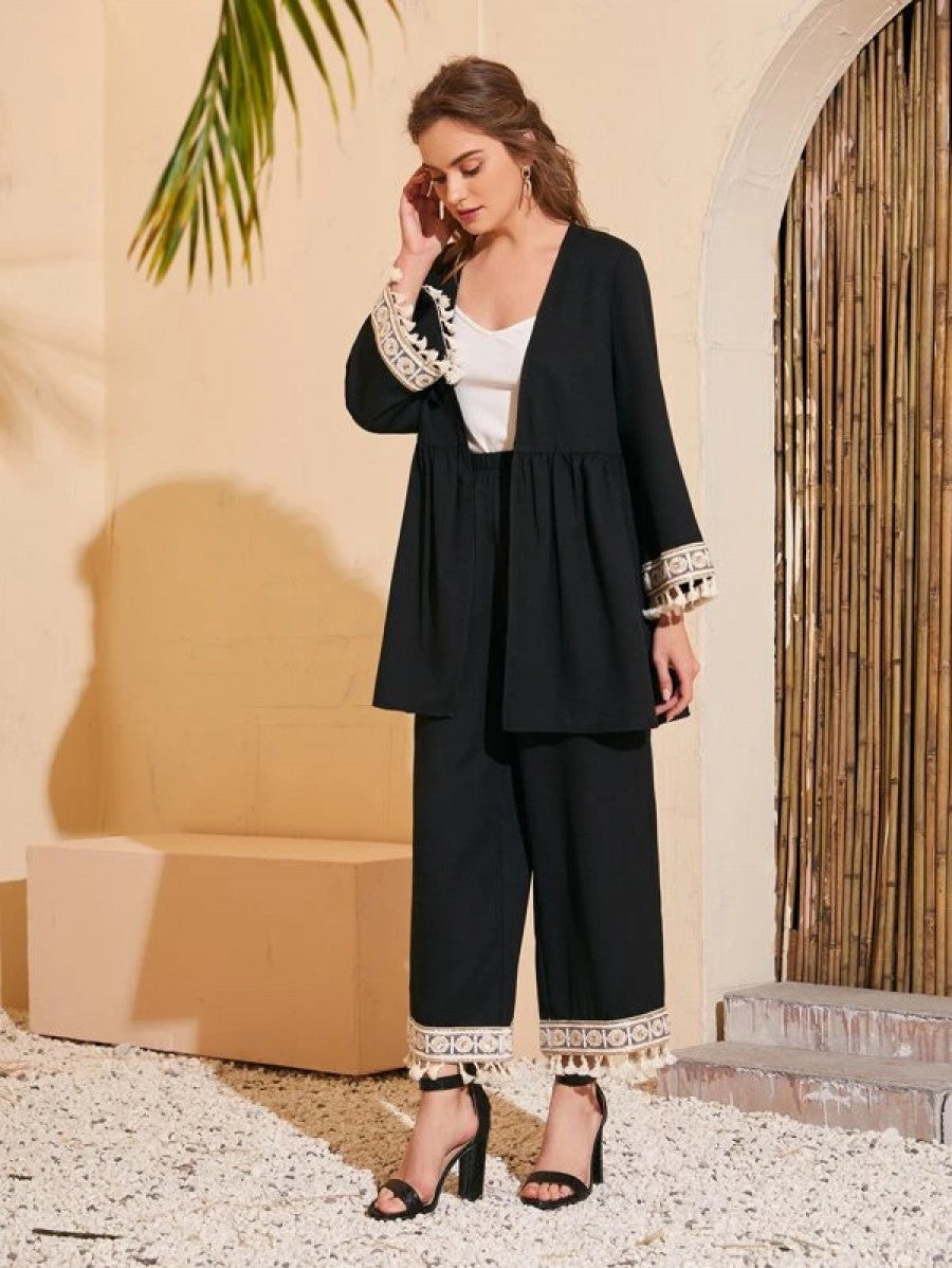 Fringe Trim Top & Pants Set