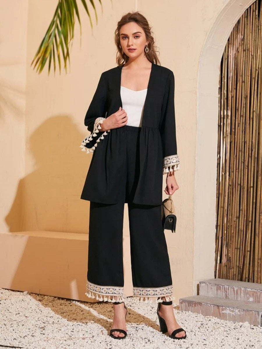 Fringe Trim Top & Pants Set