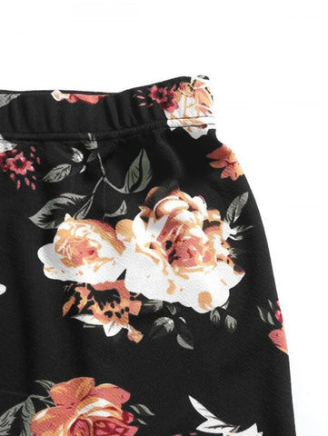 Mock-Neck Floral Top & Skirt Set