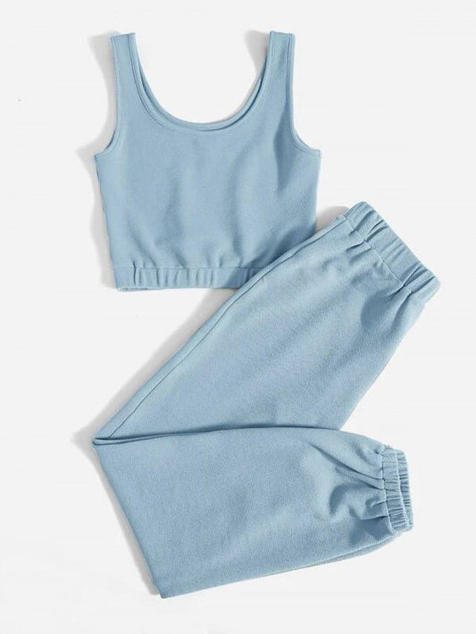 Letter Graphic Tank Top & Joggers Set