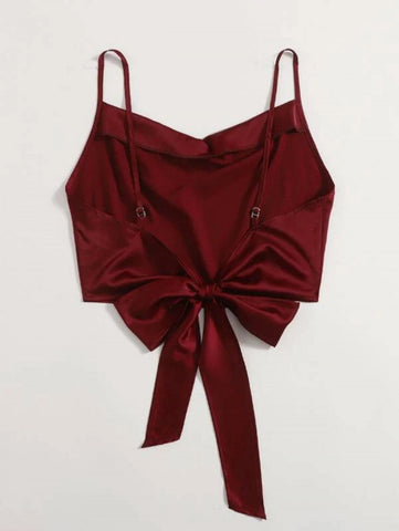 Tie Back Crop Cami Satin Top