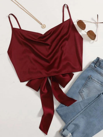 Tie Back Crop Cami Satin Top