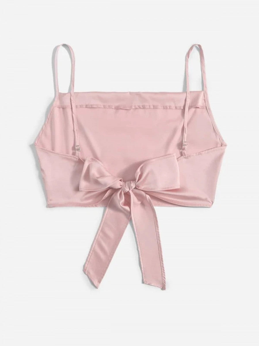 Tie Back Crop Cami Satin Top