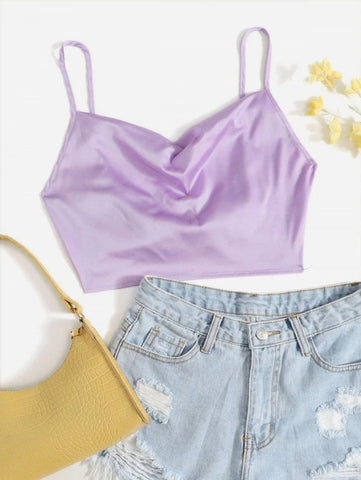 Tie Back Crop Cami Satin Top