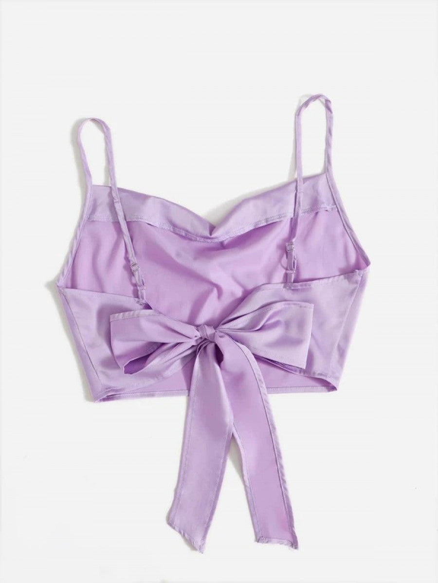 Tie Back Crop Cami Satin Top